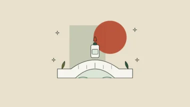 Ilustración de un frasco cuentagotas sobre un puente de piedra que une dos orillas