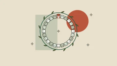 Ilustración de una corona de 24 casillas cerradas, en forma de calendario de Adviento