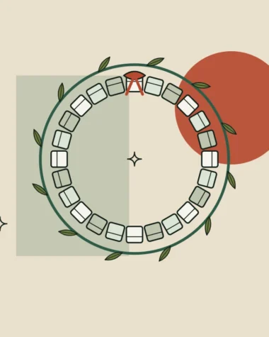 Ilustración de una corona de 24 casillas cerradas, en forma de calendario de Adviento