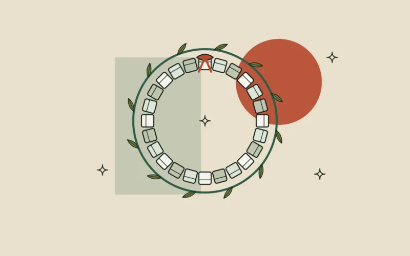 Ilustración de una corona de 24 casillas cerradas, en forma de calendario de Adviento