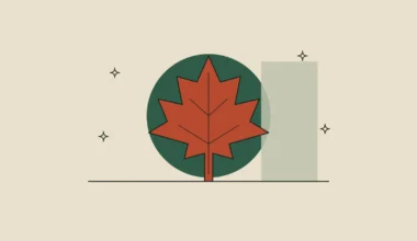 Ilustración de una hoja de arce estilizada sobre un círculo verde, como símbolo de Canadá y de un premio para marcas independientes.