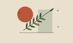 Ilustración de una rama de laurel con una hoja destacada
