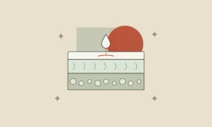 Corte de piel en tres capas con una gota de crema que solo alcanza la capa superior